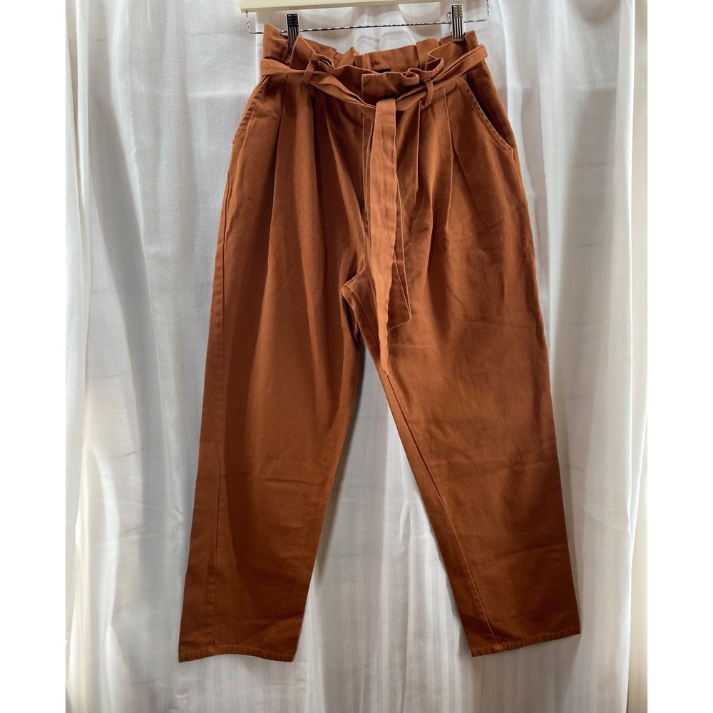 PS LA Paperbag Waist Tie Waist Pants Rust Orange Brown Cotton Women's Size‎ S